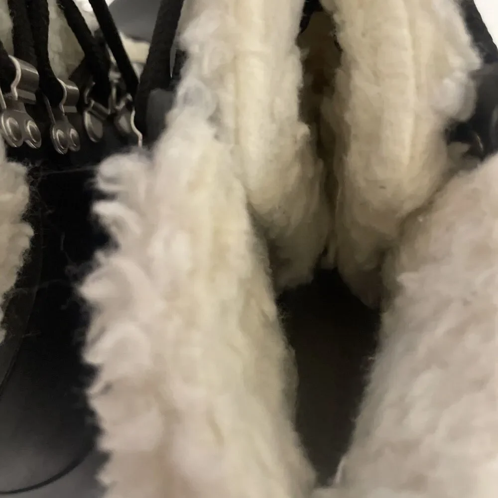 Bernardo Wiley Faux Shearling Trim Boots Black Anthropologie Rain Size 9